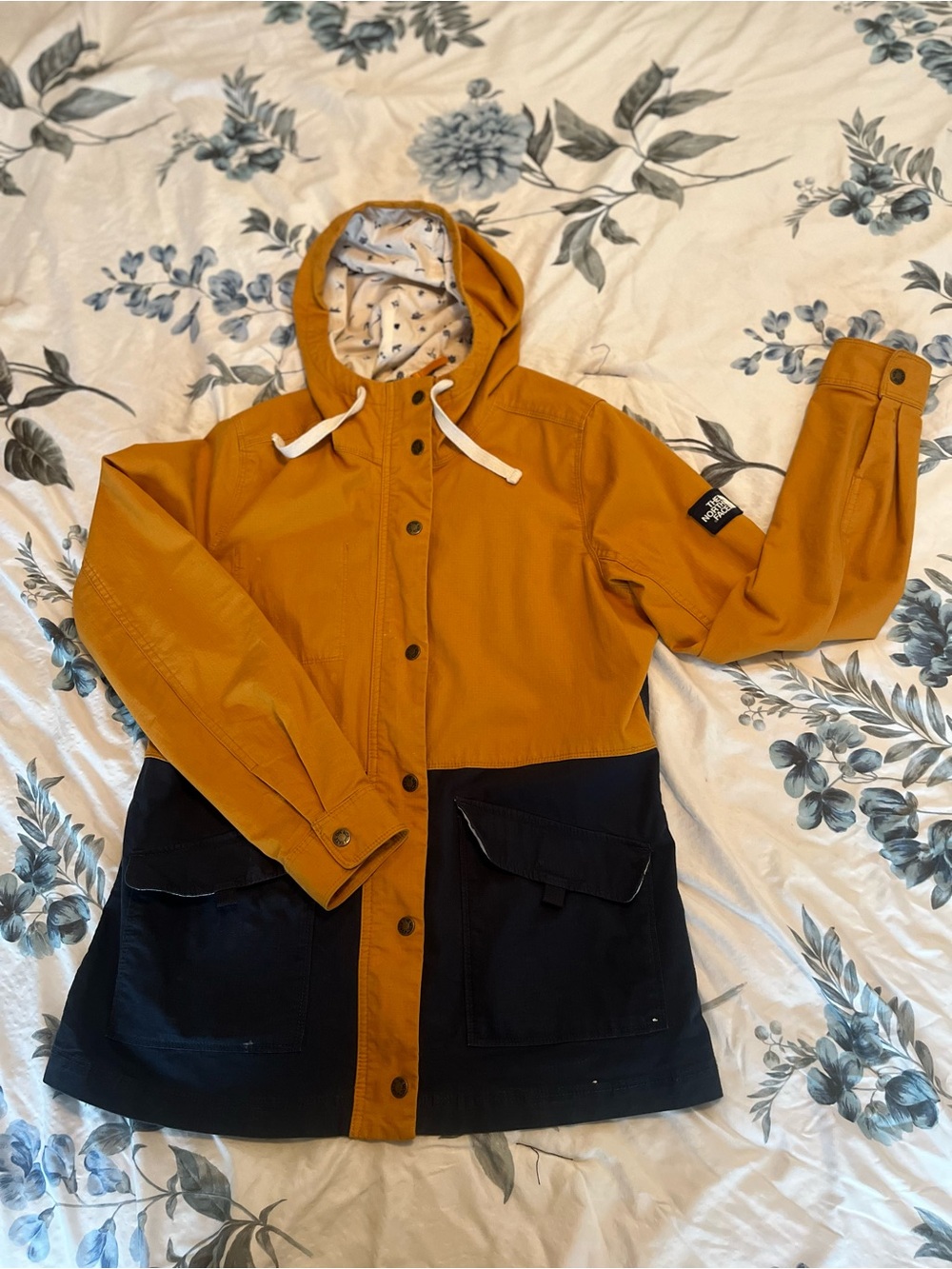 The North Face Two-Tone Hooded Jacket - Mustard & Navy Blue